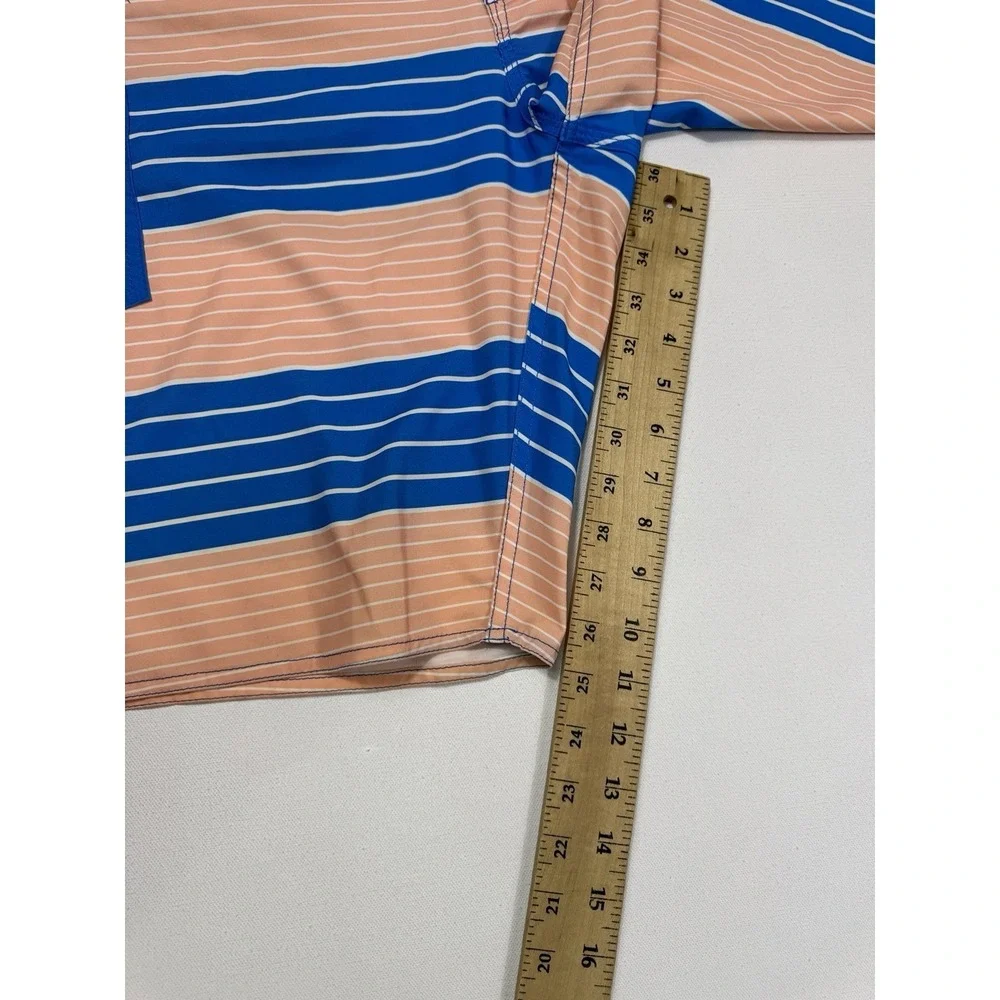RVCA Men's 36x11 Board Shorts Swim Trunks Pocket Vacation Blue Peach Striped